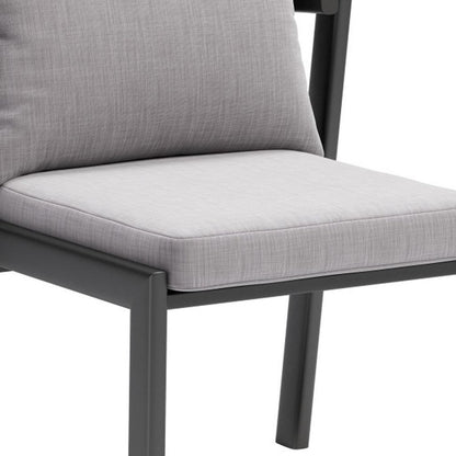 Set of Two Gray and Black Slipcovered Dining Side Chairs