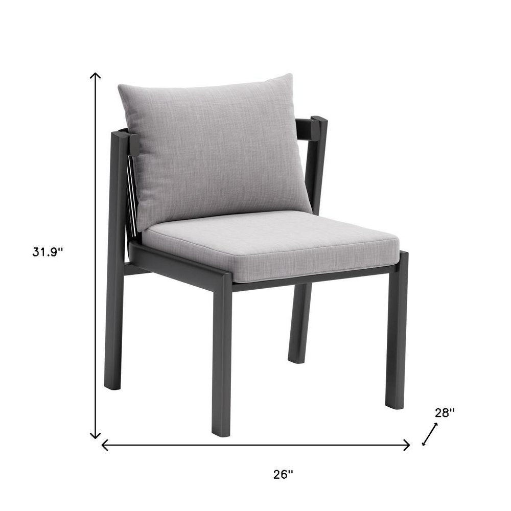 Set of Two Gray and Black Slipcovered Dining Side Chairs
