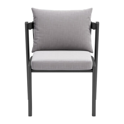 Set of Two Gray and Black Slipcovered Dining Side Chairs