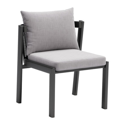 Set of Two Gray and Black Slipcovered Dining Side Chairs