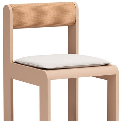 Set of Two White and Natural Slipcovered Open Back Dining Side Chairs