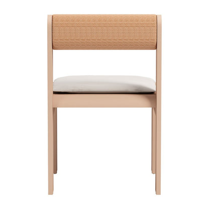 Set of Two White and Natural Slipcovered Open Back Dining Side Chairs
