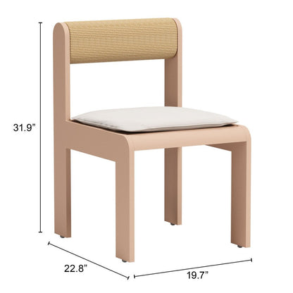 Set of Two White and Natural Slipcovered Open Back Dining Side Chairs