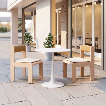 Set of Two White and Natural Slipcovered Open Back Dining Side Chairs