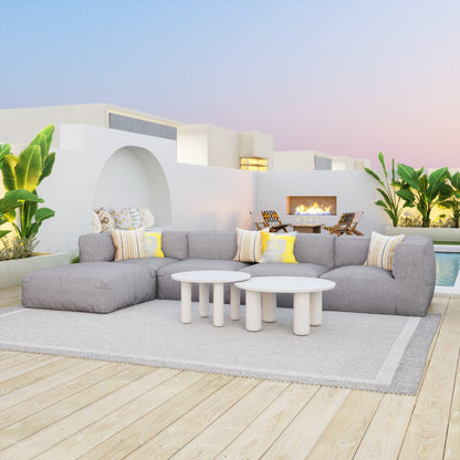 34" White Rounded Aluminum Outdoor Coffee Table