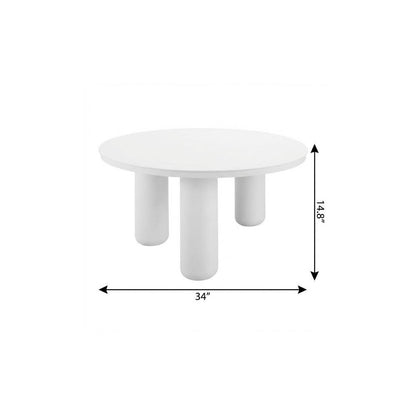 34" White Rounded Aluminum Outdoor Coffee Table