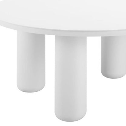 34" White Rounded Aluminum Outdoor Coffee Table