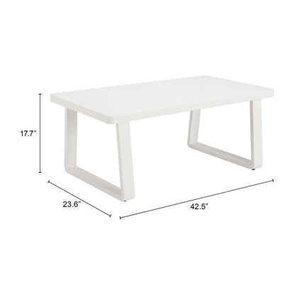 43" White Aluminum Outdoor Coffee Table