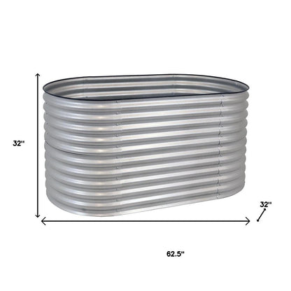 32" X 63" Silver Metal Oval Raised Garden Bed