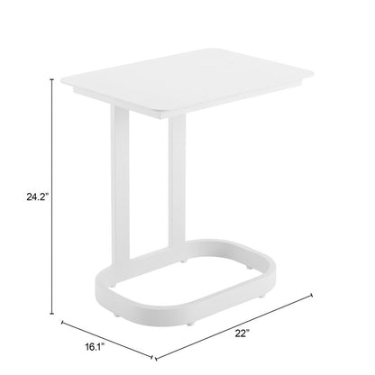 22" White Aluminum Outdoor Side Table