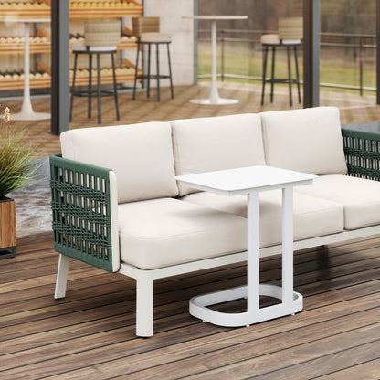 22" White Aluminum Outdoor Side Table