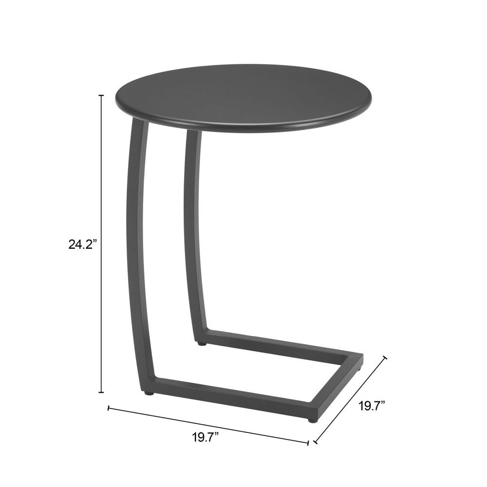 20" Black Aluminum Round Outdoor Side Table