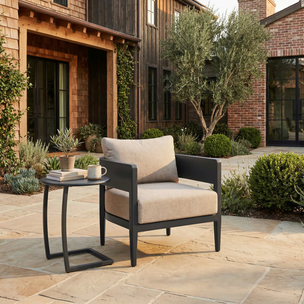 20" Black Aluminum Round Outdoor Side Table