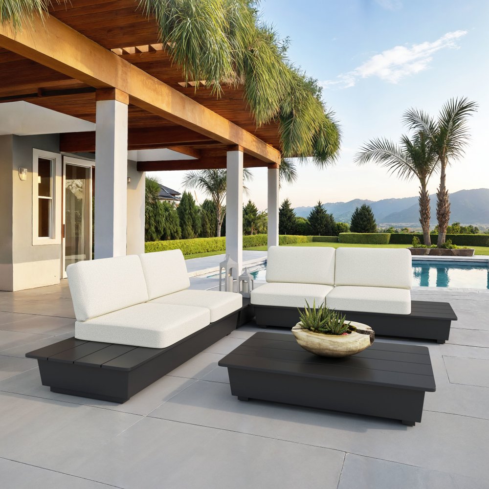 32" Gray Aluminum Square Outdoor Coffee Table