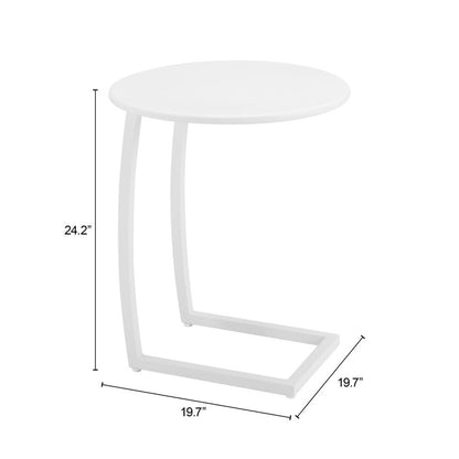 20" White Aluminum Round Outdoor Side Table