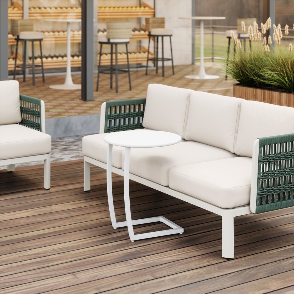 20" White Aluminum Round Outdoor Side Table