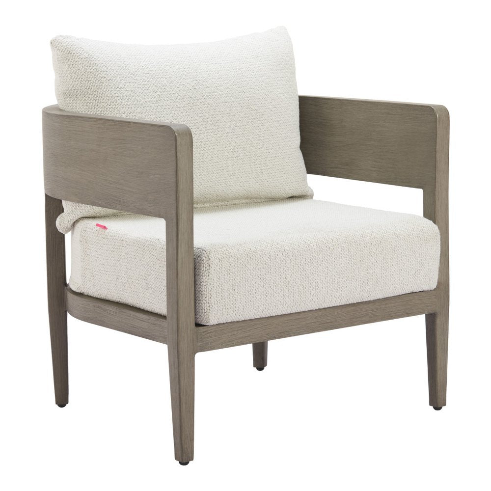 28" Beige Upholstered Arm Chair