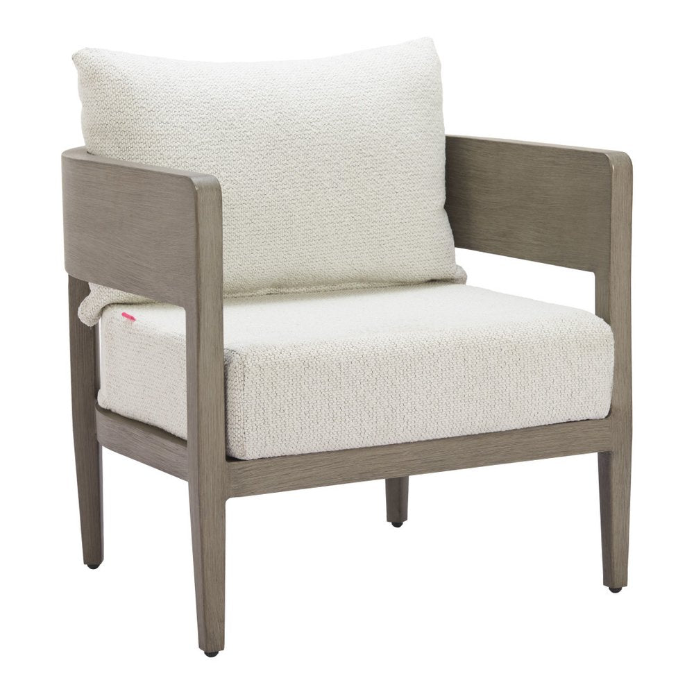 28" Beige Upholstered Arm Chair