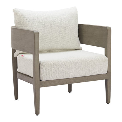 28" Beige Upholstered Arm Chair
