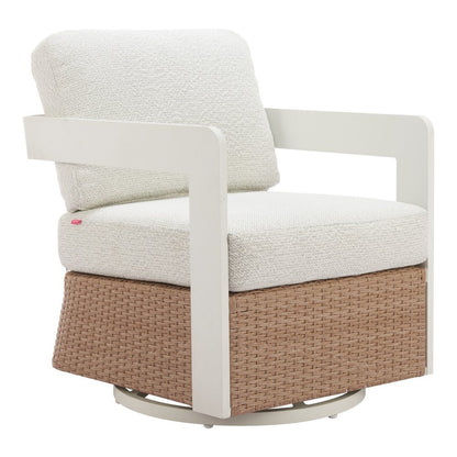 26" White Upholstered Swivel Arm Chair