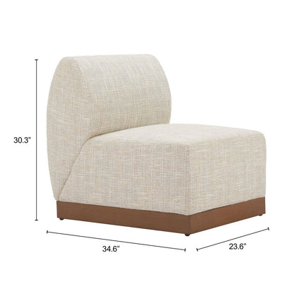 24" Beige Aluminum Outdoor Accent Chair