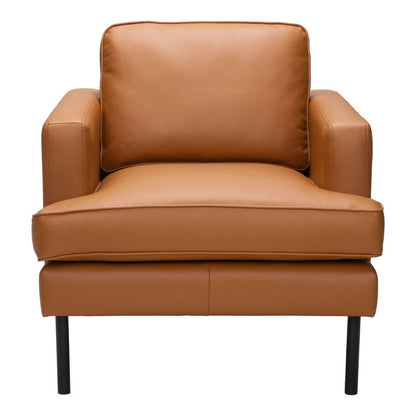 33" Brown And Black Faux Leather Upholstered Arm Chair