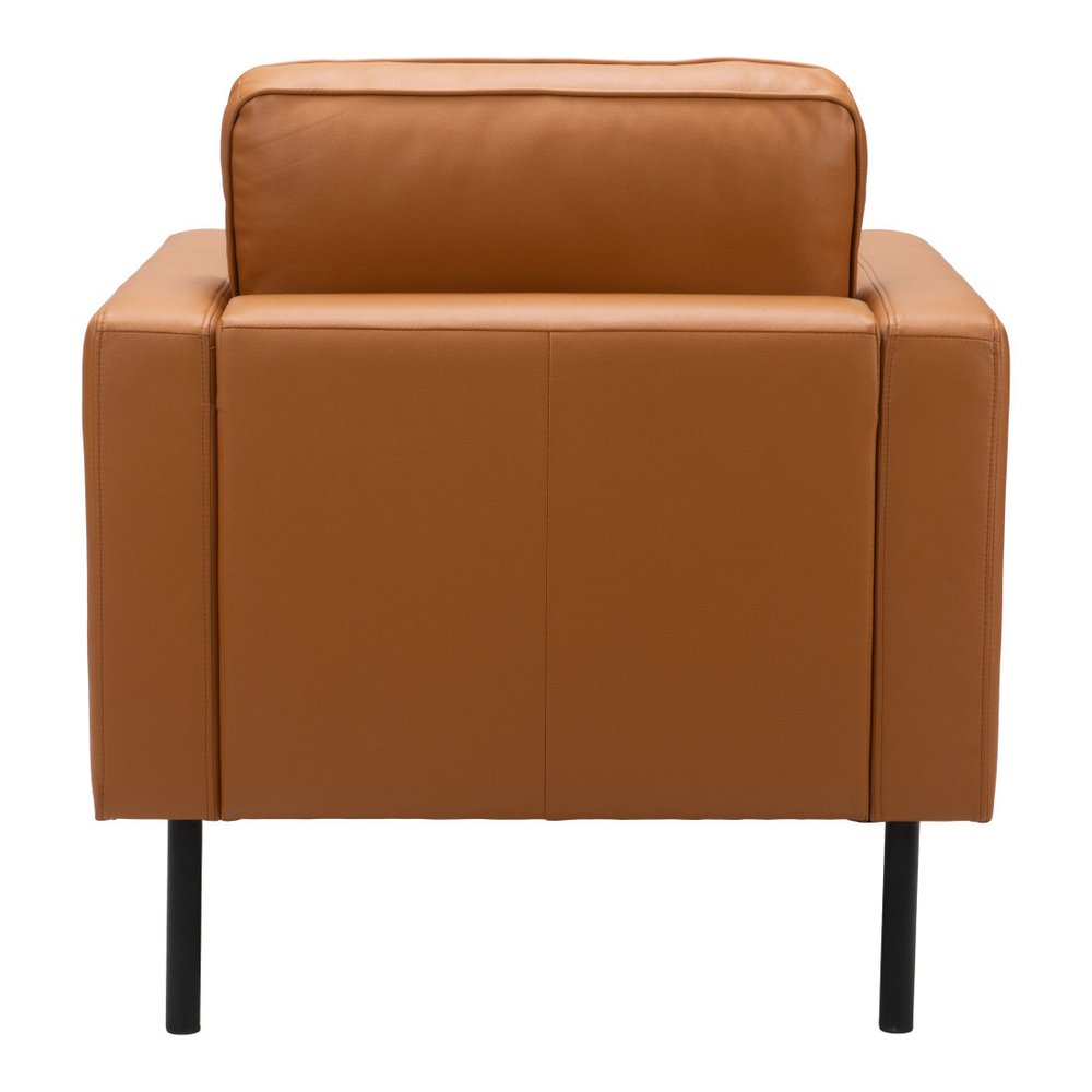 33" Brown And Black Faux Leather Upholstered Arm Chair