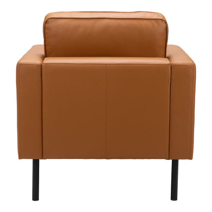33" Brown And Black Faux Leather Upholstered Arm Chair