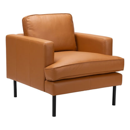 33" Brown And Black Faux Leather Upholstered Arm Chair