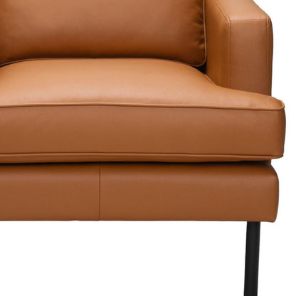 33" Brown And Black Faux Leather Upholstered Arm Chair
