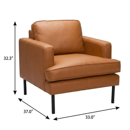 33" Brown And Black Faux Leather Upholstered Arm Chair