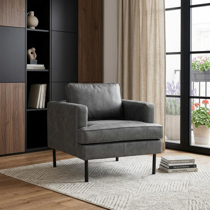 33" Gray Upholstered Arm Chair