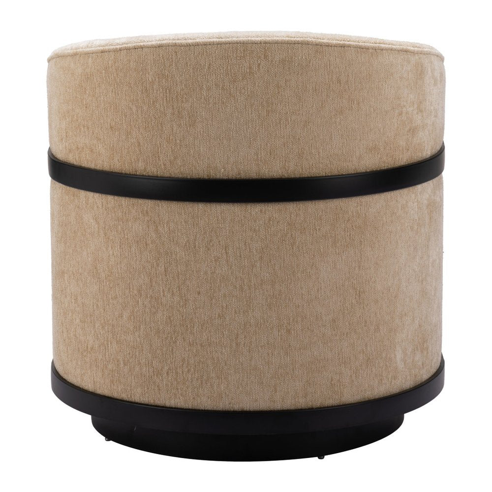 30" Beige Upholstered Swivel Arm Chair