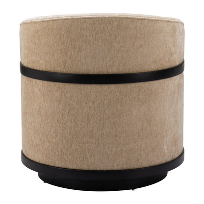 30" Beige Upholstered Swivel Arm Chair