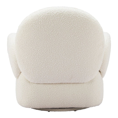 35" White Upholstered Swivel Arm Chair