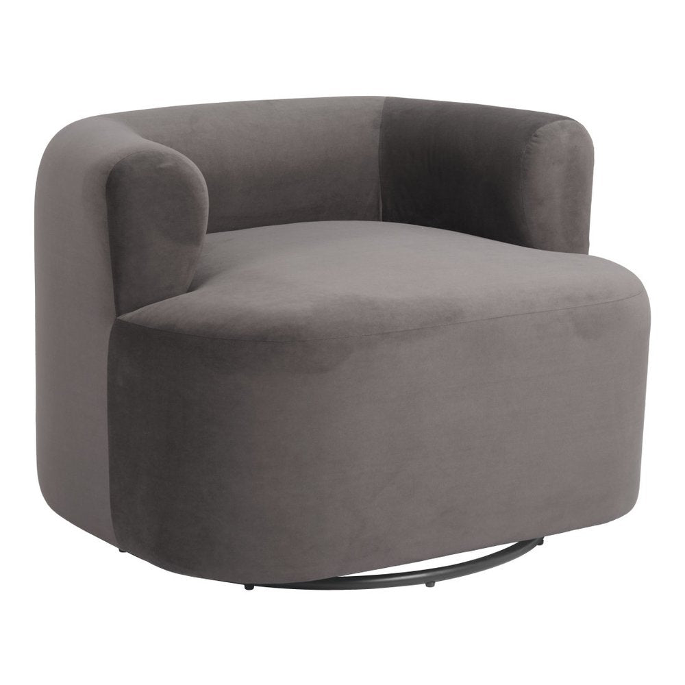 35" Gray Upholstered Swivel Arm Chair