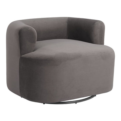35" Gray Upholstered Swivel Arm Chair