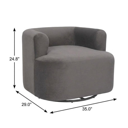 35" Gray Upholstered Swivel Arm Chair