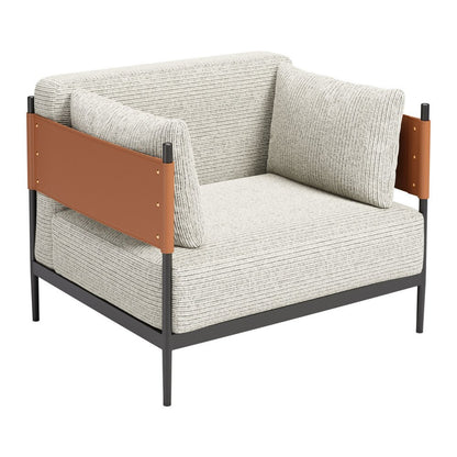 34" Gray Upholstered Arm Chair