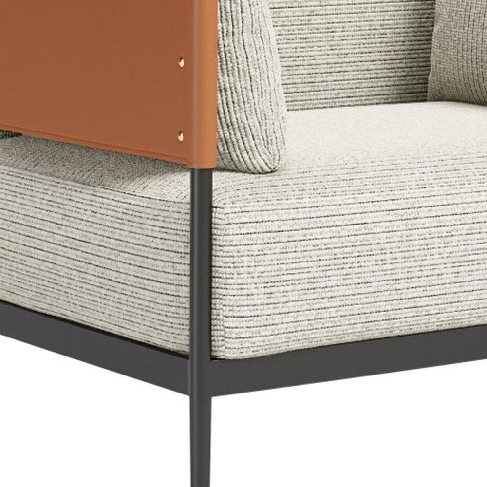 34" Gray Upholstered Arm Chair