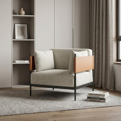 34" Gray Upholstered Arm Chair