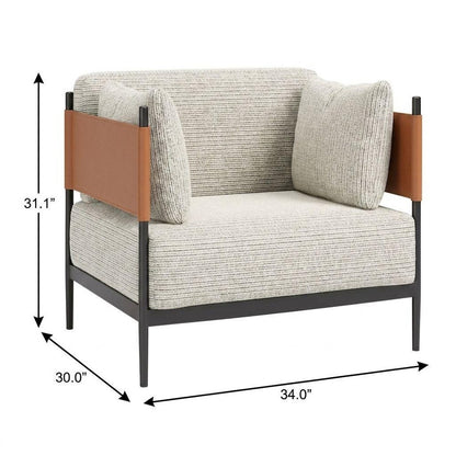 34" Gray Upholstered Arm Chair