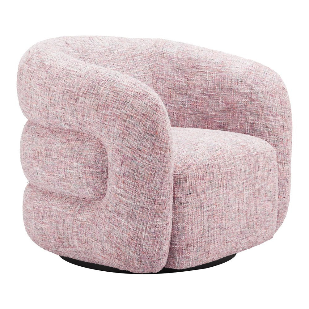 33" Pink Upholstered Swivel Arm Chair