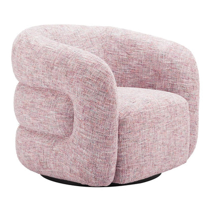 33" Pink Upholstered Swivel Arm Chair