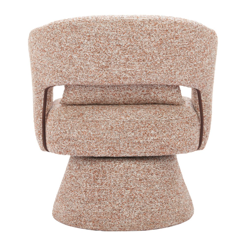 29" Brown Upholstered Swivel Arm Chair