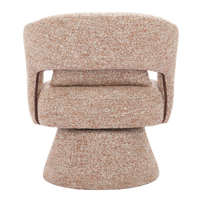 29" Brown Upholstered Swivel Arm Chair