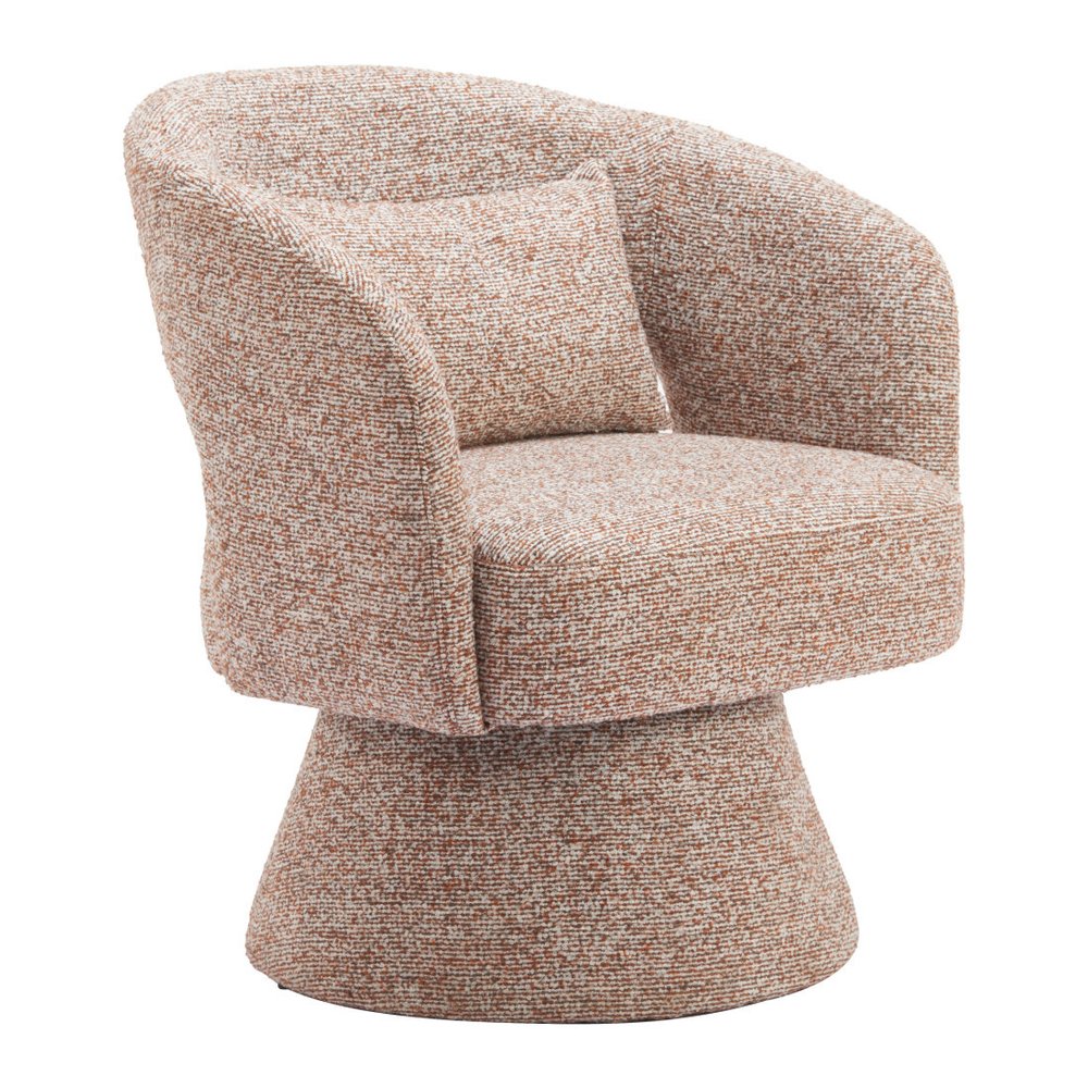 29" Brown Upholstered Swivel Arm Chair