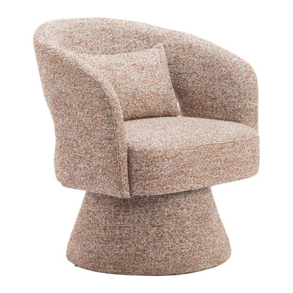29" Brown Upholstered Swivel Arm Chair