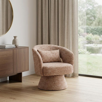 29" Brown Upholstered Swivel Arm Chair
