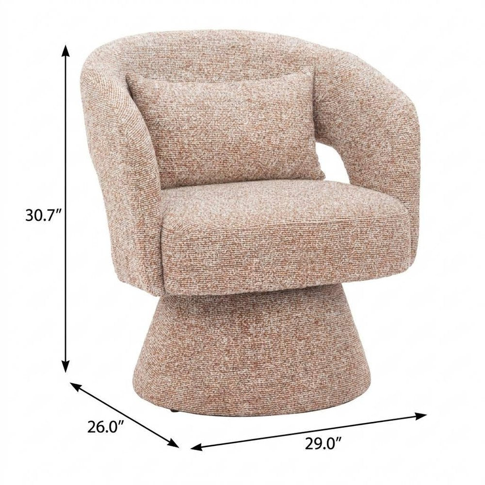 29" Brown Upholstered Swivel Arm Chair